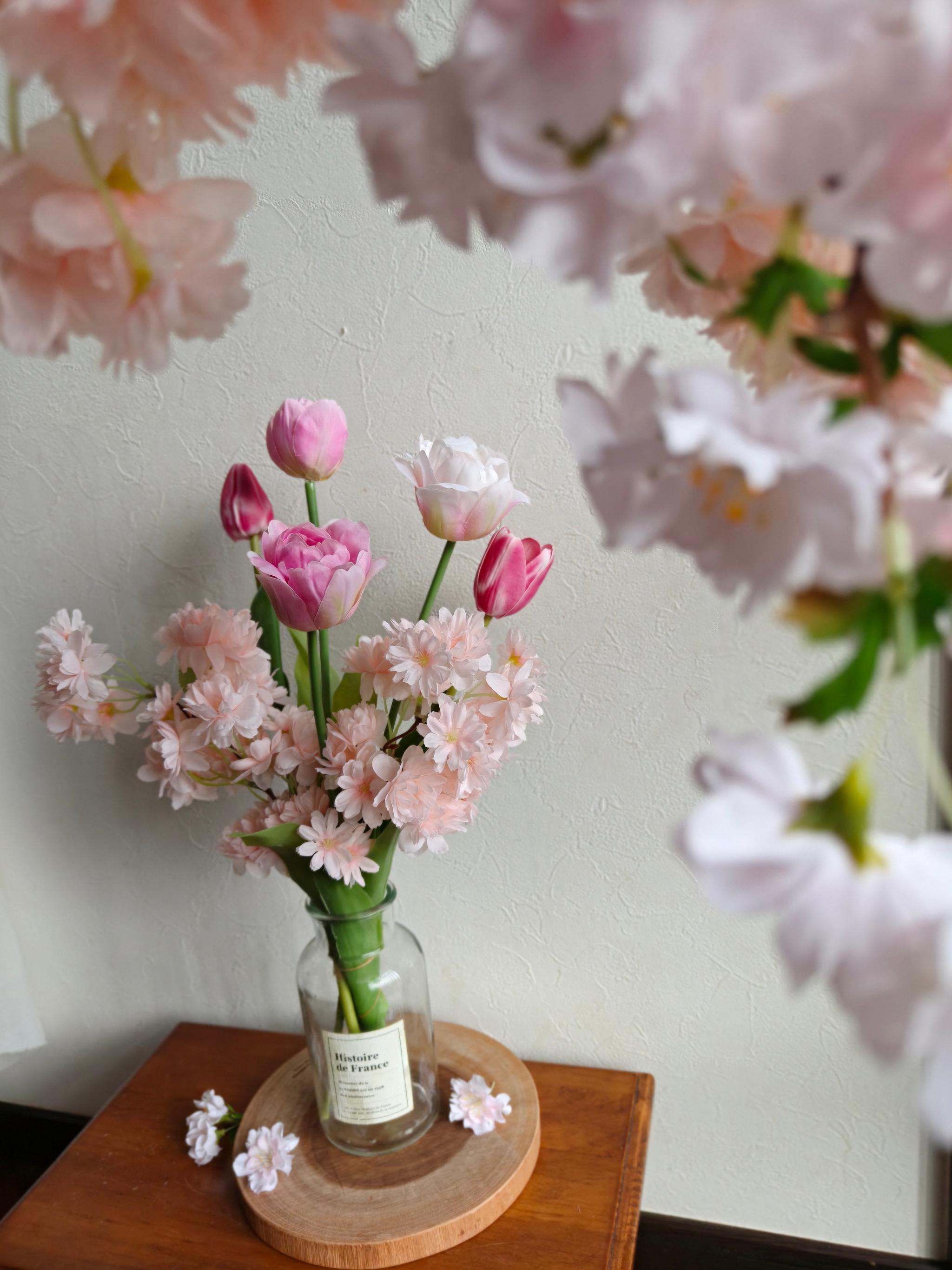 桜とチューリップのブーケ ひなまつり2026 インテリア お祝い花 入学祝い 母の日 店舗装飾 桜2026 新作2026 | 9枚目